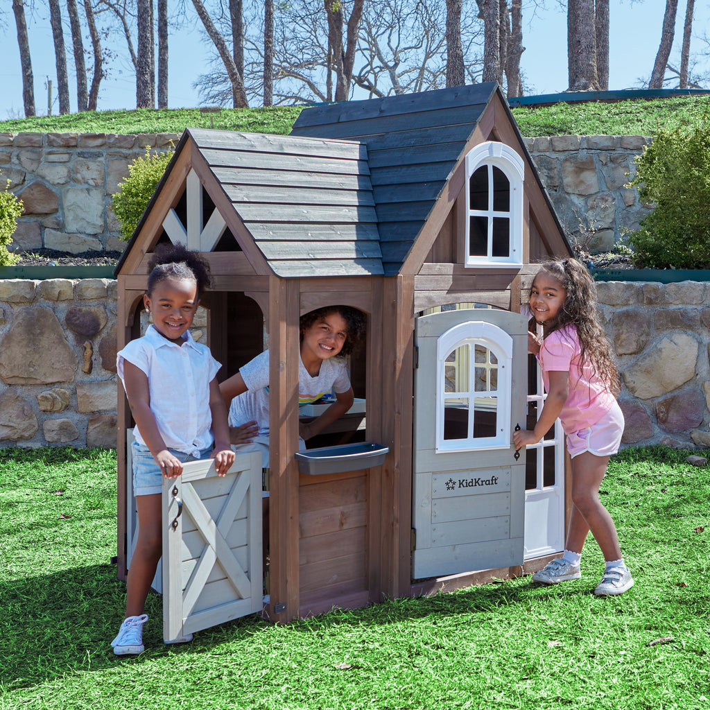 Outdoor Playhouse with Chalkboard and Magnetic Details