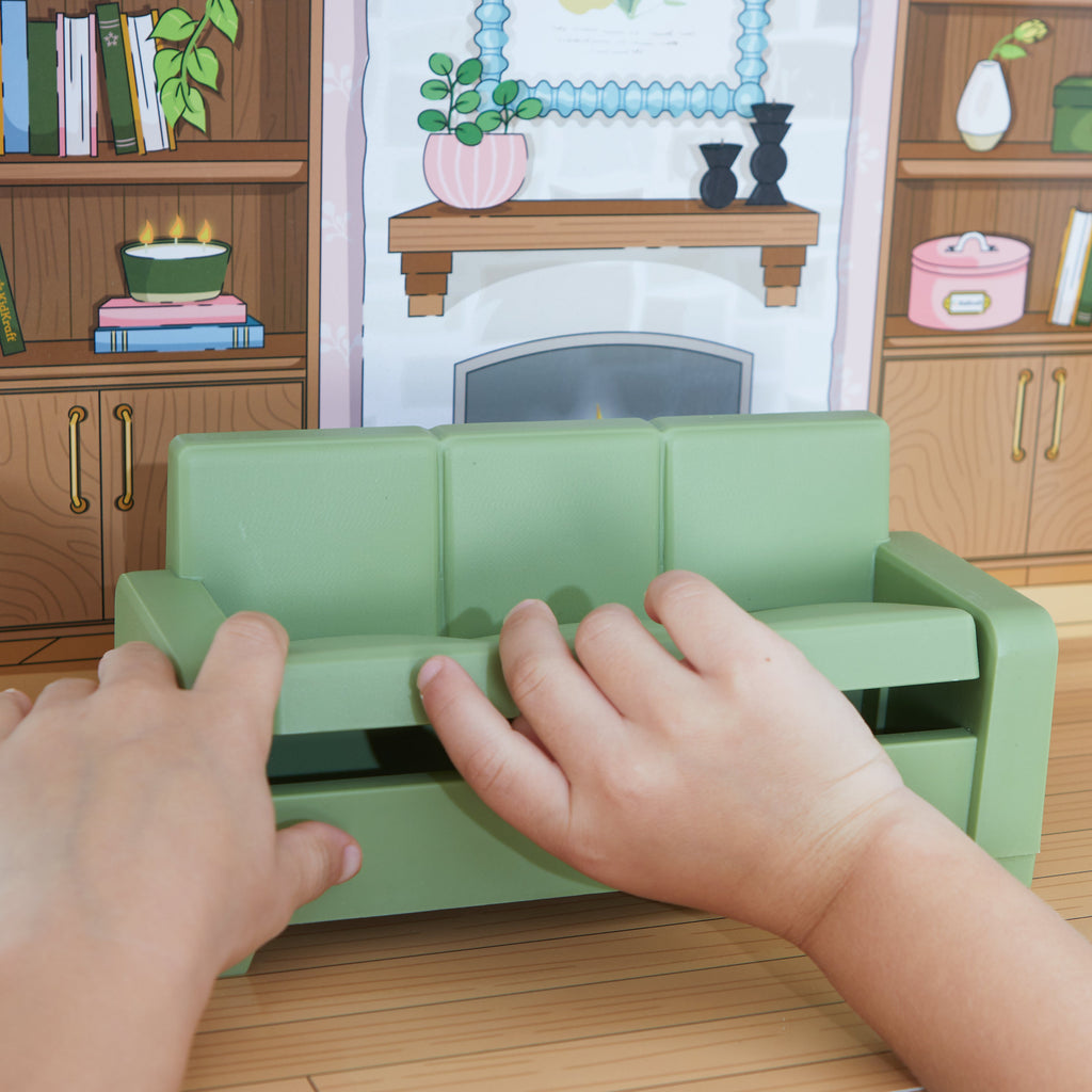 Wooden Dollhouse with Elevator and Toy Car