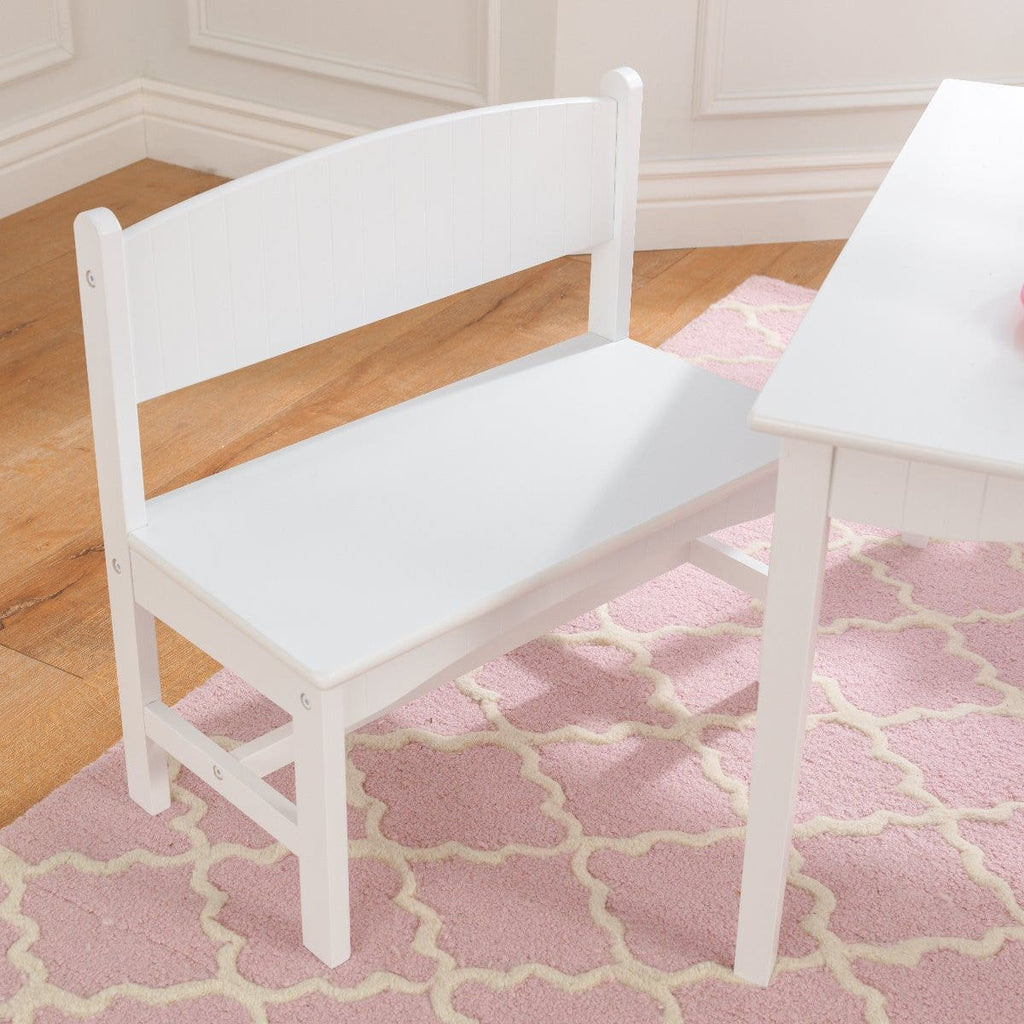 Kids Table and Chair Set with Bench and Two Chairs - White