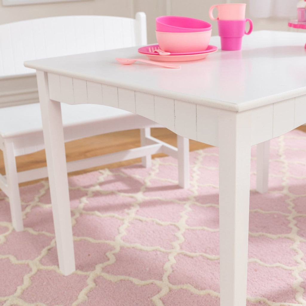 Kids Table and Chair Set with Bench and Two Chairs - White