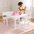 Kids Table and Chair Set with Bench and Two Chairs - White