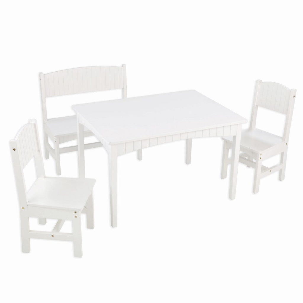 Kids Table and Chair Set with Bench and Two Chairs - White