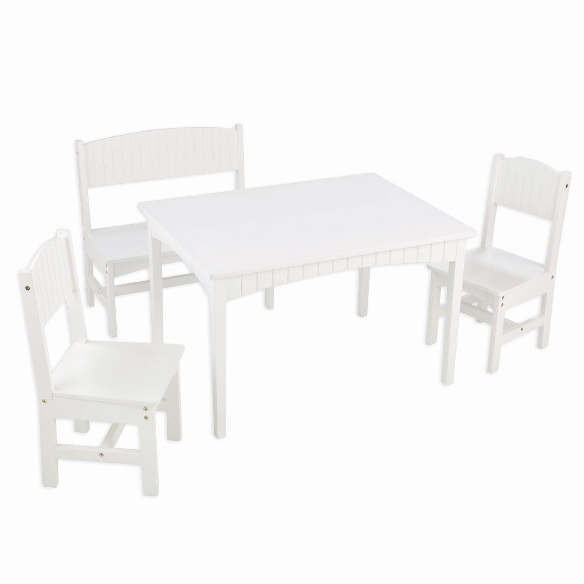 Kids Table and Chair Set with Bench and Two Chairs - White