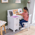 Kids Study Desk and Chair Set with Storage - White