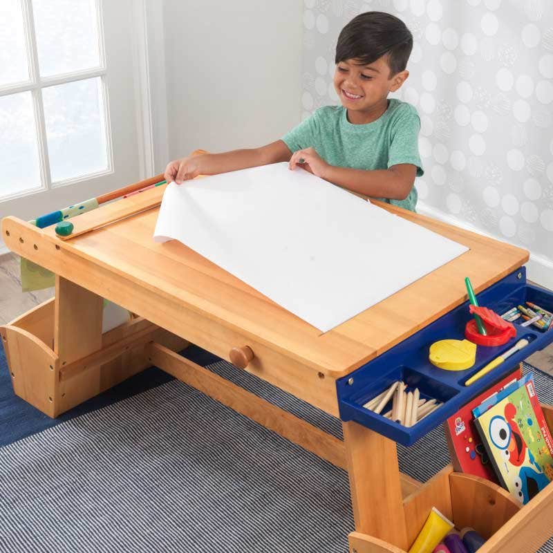 Kids Art Activity Table with Drying Rack and Storage