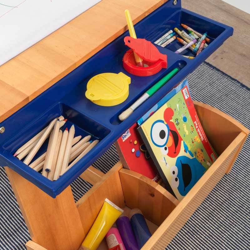 Kids Art Activity Table with Drying Rack and Storage