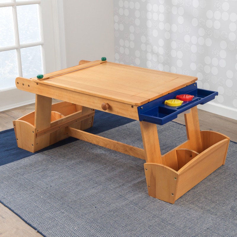 Kids Art Activity Table with Drying Rack and Storage