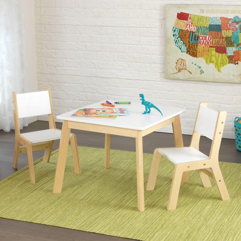 Kids Table and Chair Set with Two Chairs - White