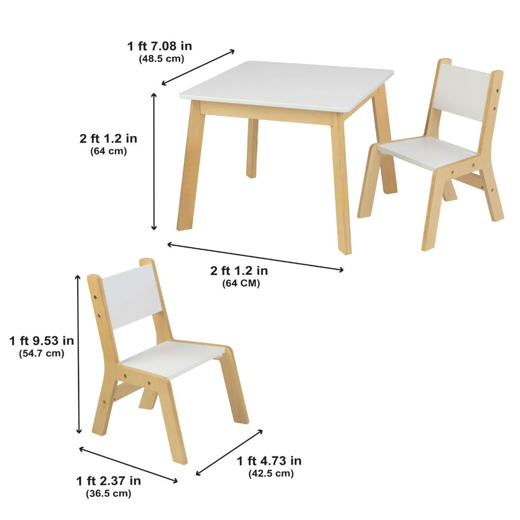 Kids Table and Chair Set with Two Chairs - White