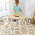 Kids Table and Chair Set with Storage and Two Chairs - Natural / White