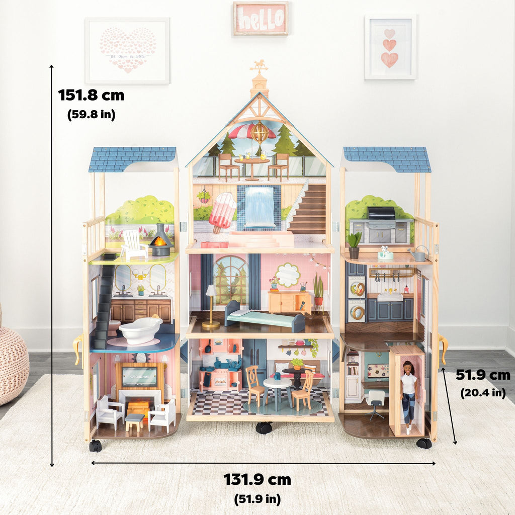 Wooden Dollhouse with Elevator and Lights and Sounds
