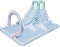 Outdoor Playhouse with Slide, Climbing Wall and Splash Pool