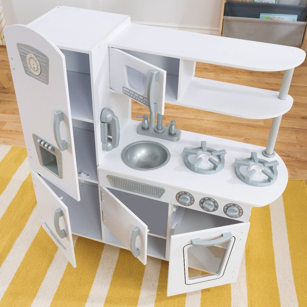 Kids Pretend Play Kitchen with Storage - White