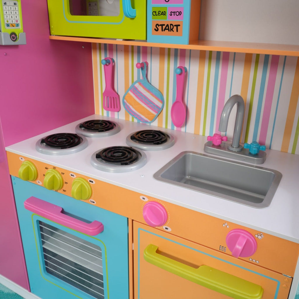 Kids Pretend Play Kitchen with Storage and Play Food