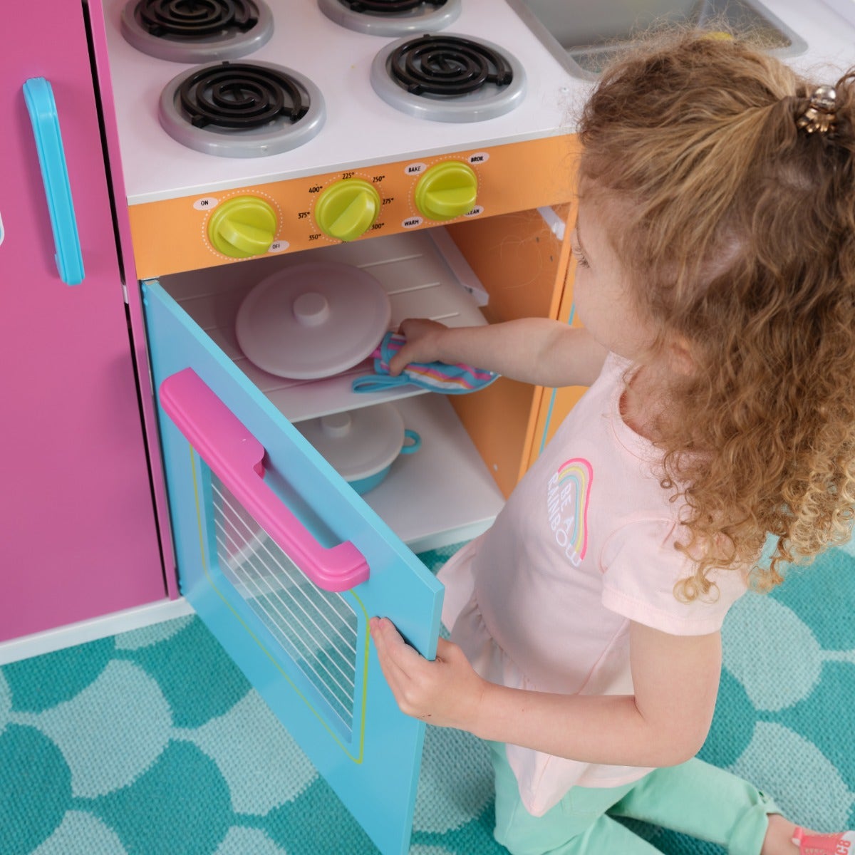 Kids Pretend Play Kitchen with Storage and Play Food