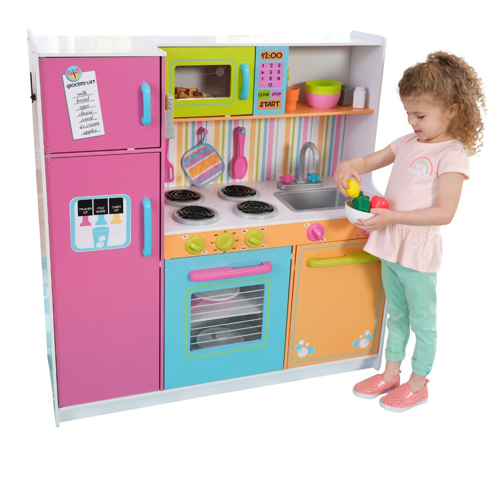 Kids Pretend Play Kitchen with Storage and Play Food