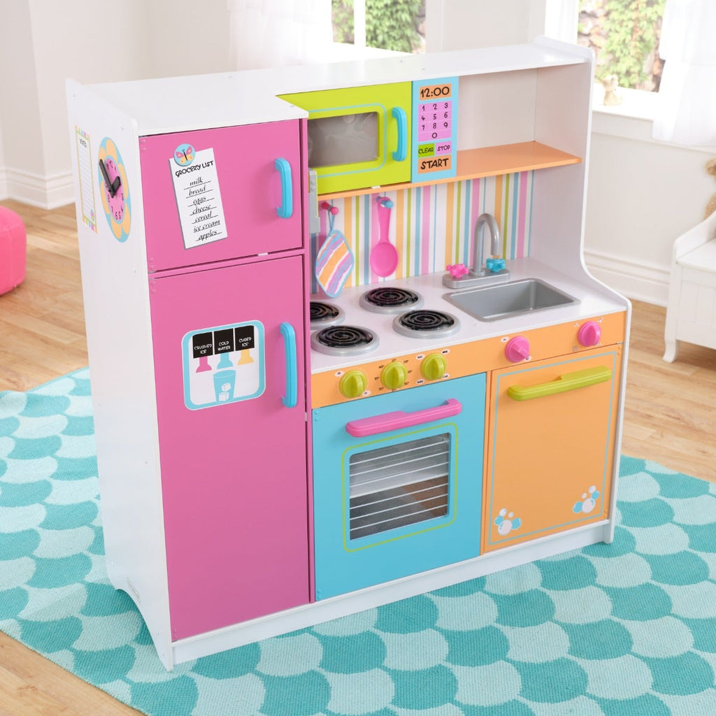 Kids Pretend Play Kitchen with Storage and Play Food