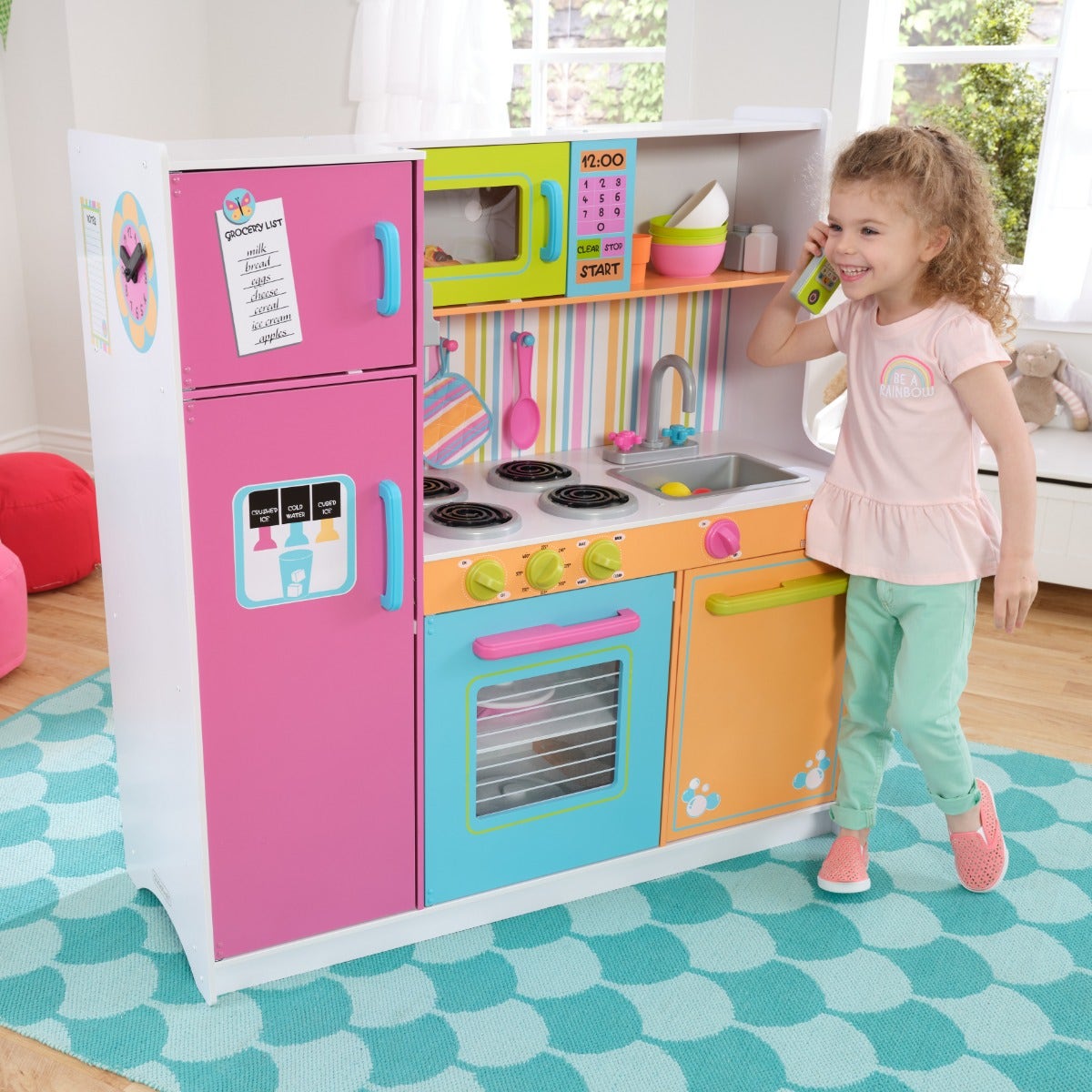 Kids Pretend Play Kitchen with Storage and Play Food