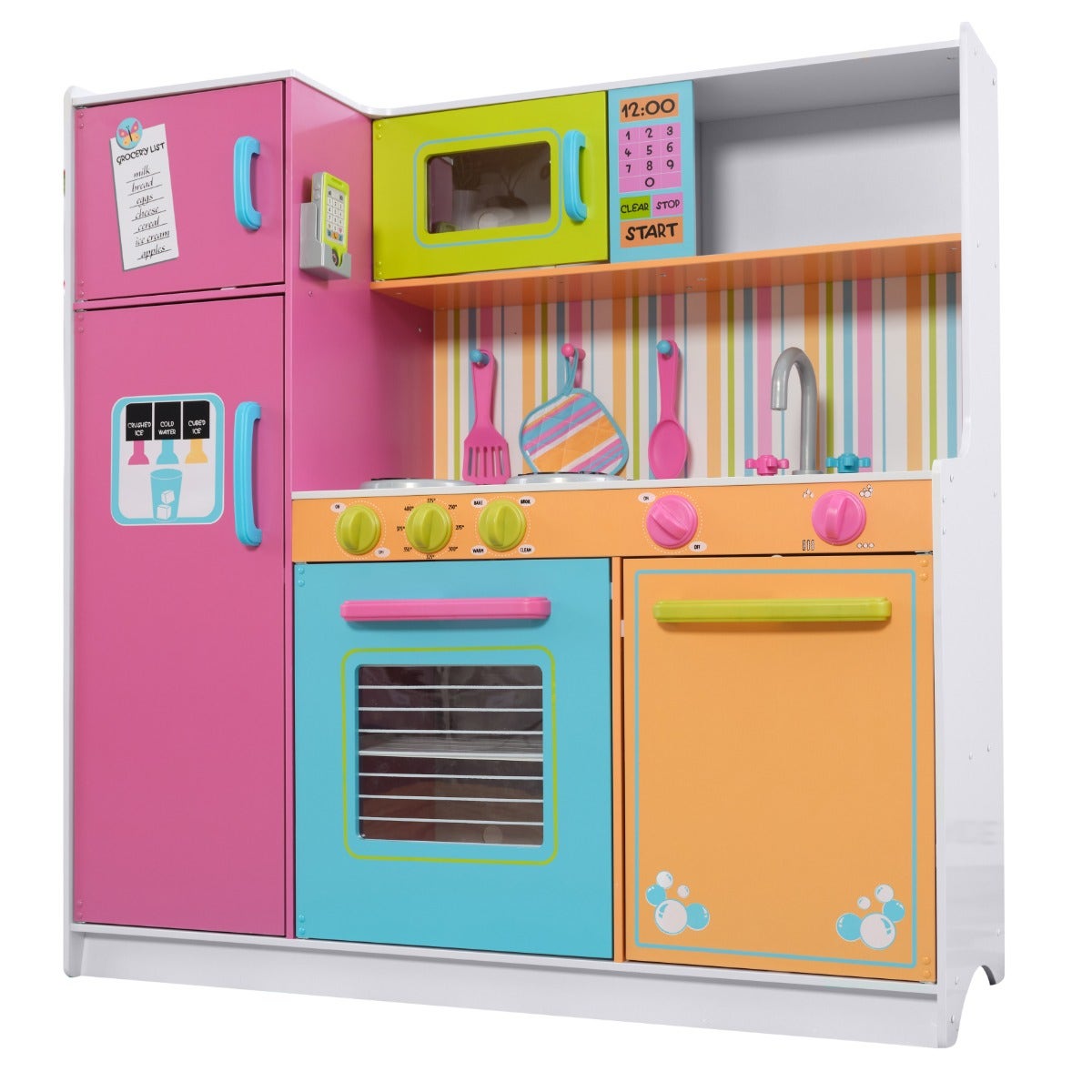 Kids Pretend Play Kitchen with Storage and Play Food