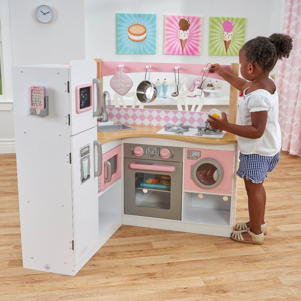 Corner Play Kitchen with Chalkboard and Storage