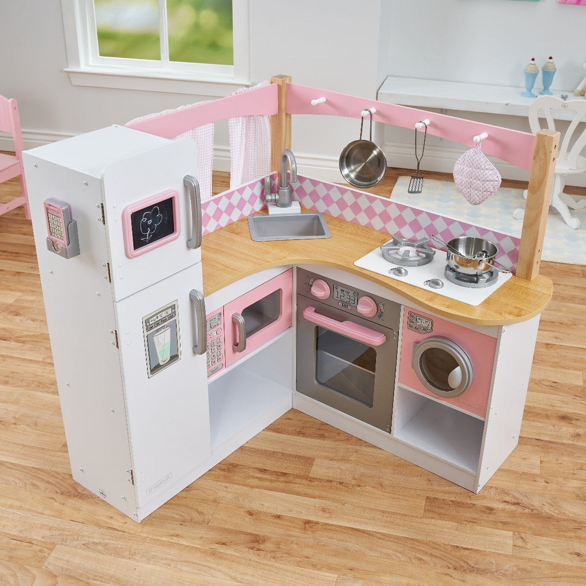 Corner Play Kitchen with Chalkboard and Storage