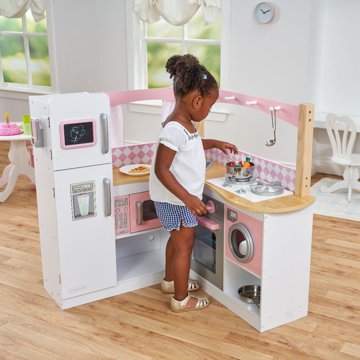 Corner Play Kitchen with Chalkboard and Storage