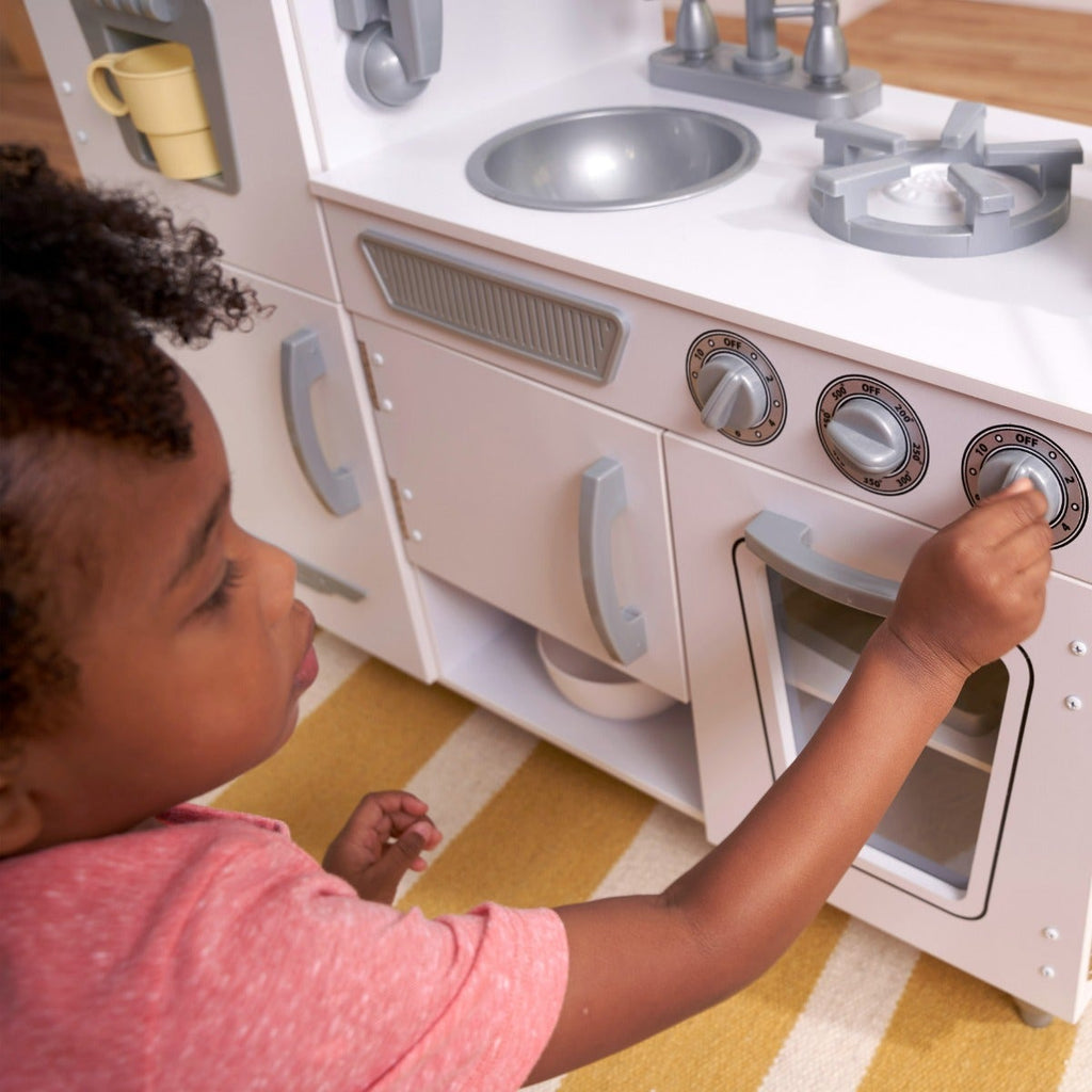 Kids Pretend Play Kitchen with Storage - White