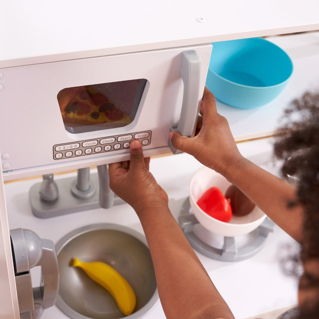 Kids Pretend Play Kitchen with Storage - White
