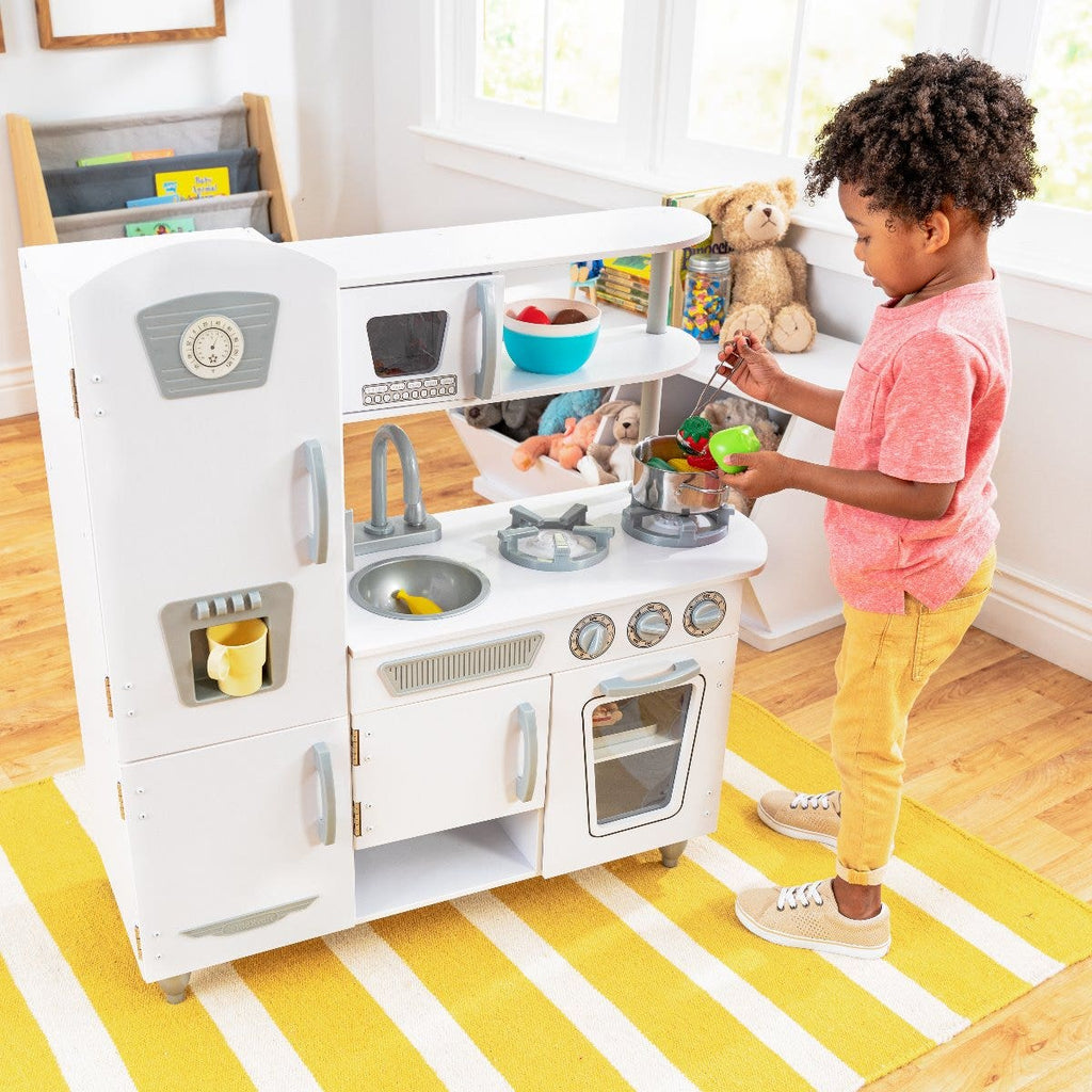 Kids Pretend Play Kitchen with Storage - White