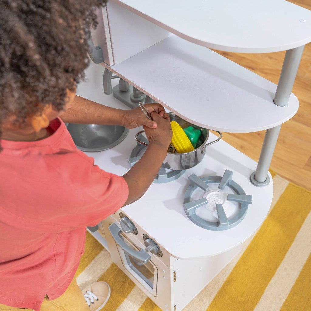 Kids Pretend Play Kitchen with Storage - White