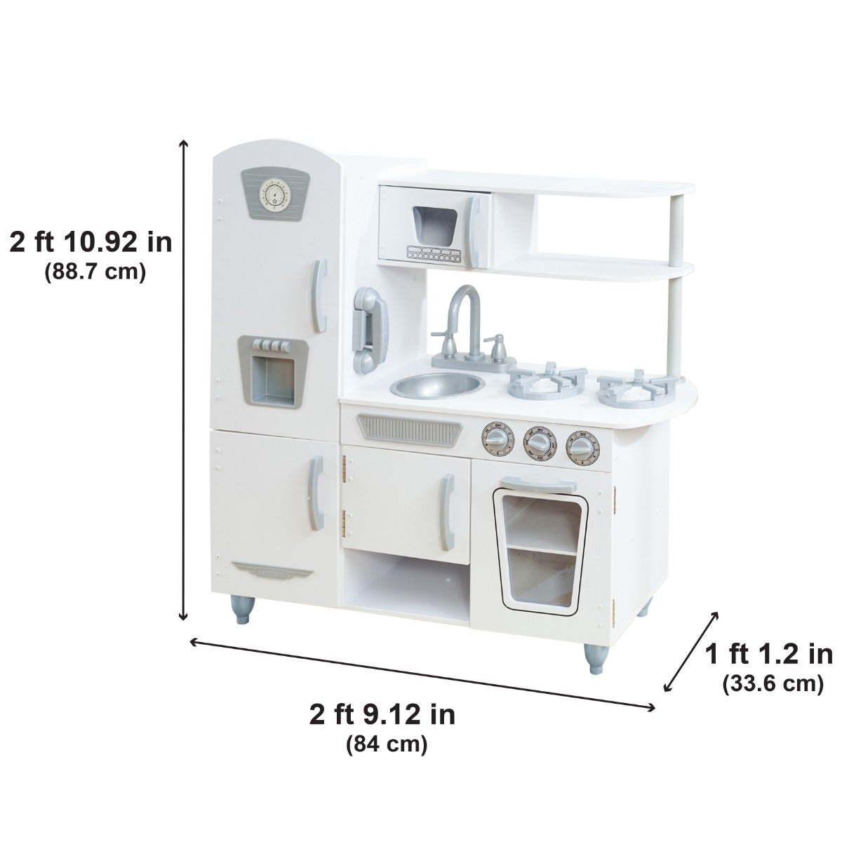 Kids Pretend Play Kitchen with Storage - White