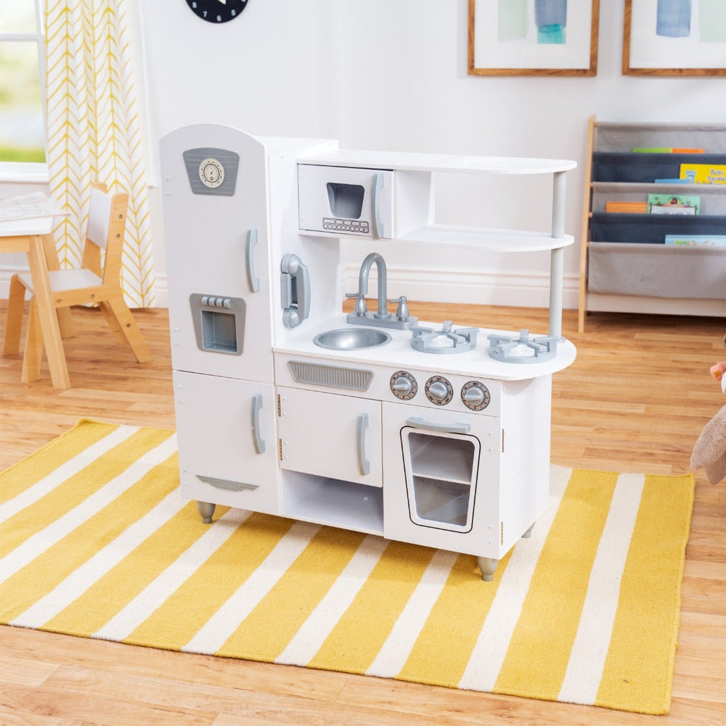 Kids Pretend Play Kitchen with Storage - White