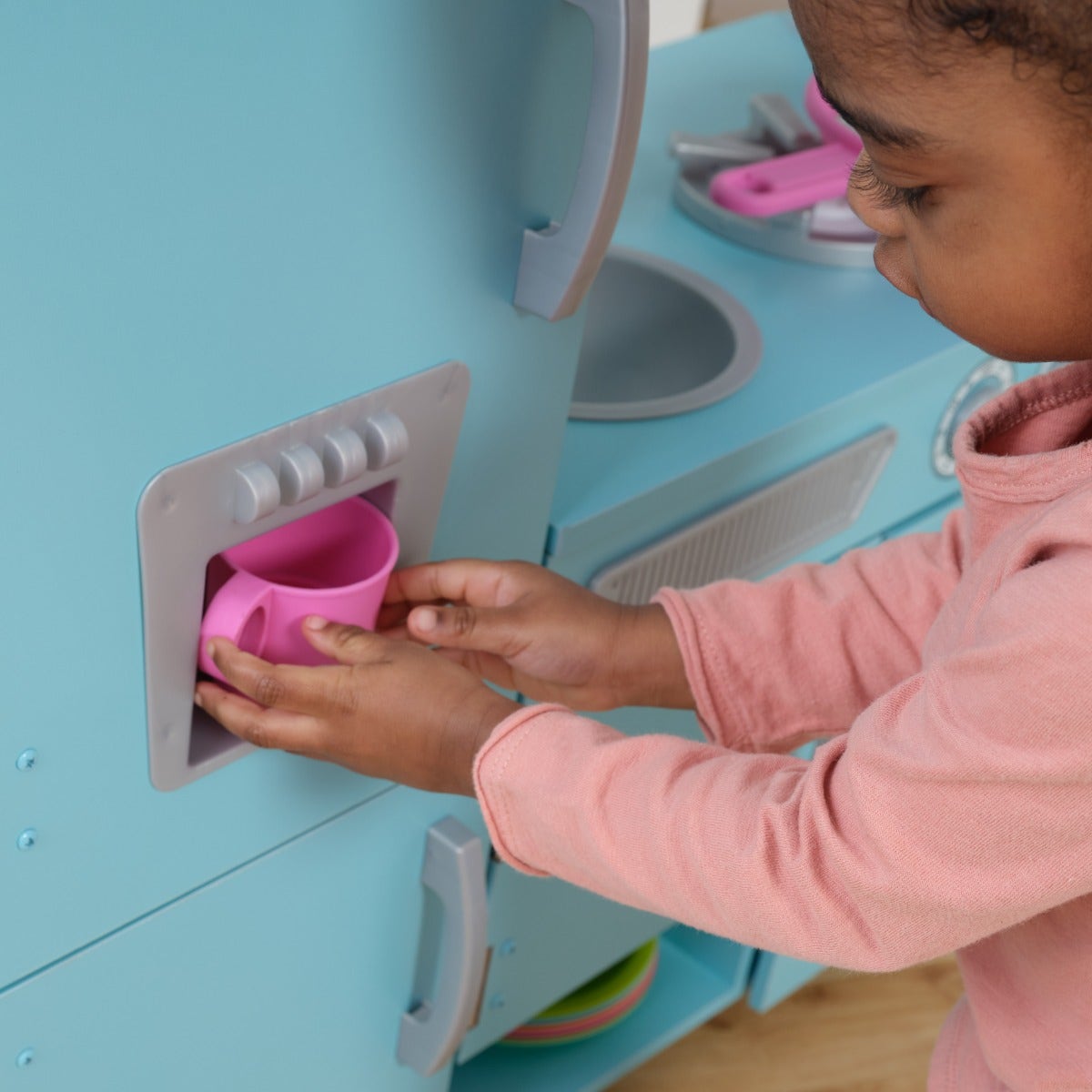 Kids Pretend Play Kitchen with Storage - Blue