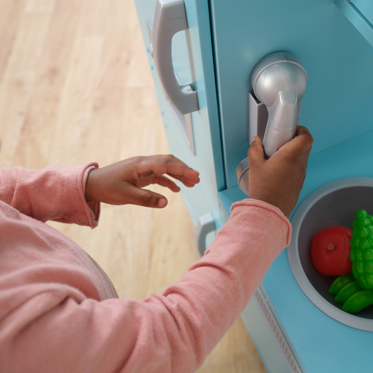 Kids Pretend Play Kitchen with Storage - Blue