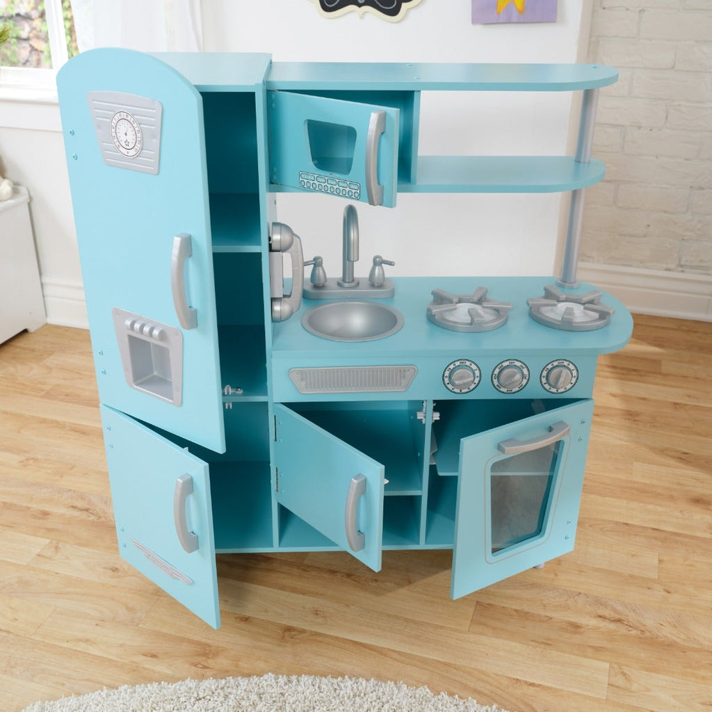 Kids Pretend Play Kitchen with Storage - Blue