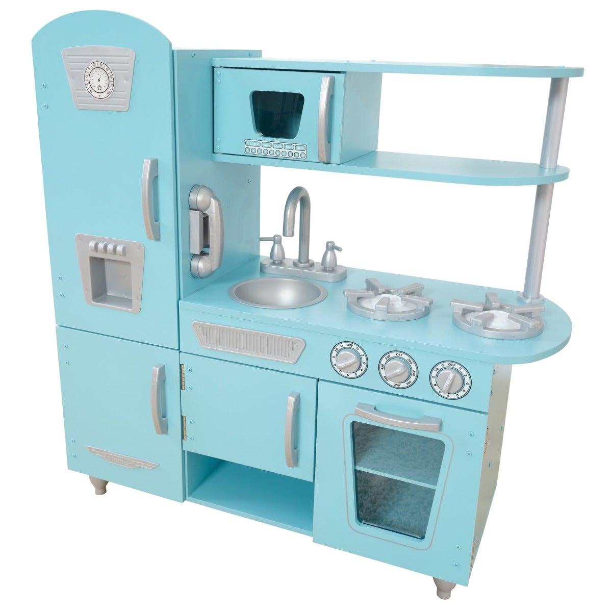 Kids Pretend Play Kitchen with Storage - Blue