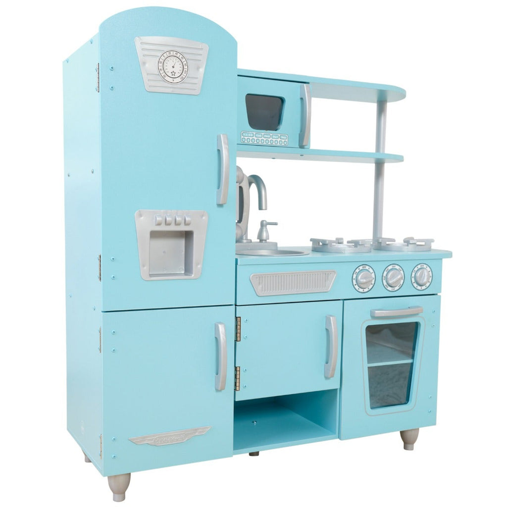 Kids Pretend Play Kitchen with Storage - Blue