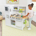 Kids Pretend Play Kitchen with Chalkboard and Toy Refrigerator - White