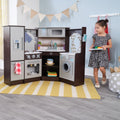 Corner Play Kitchen with Lights and Sounds and Storage - Espresso