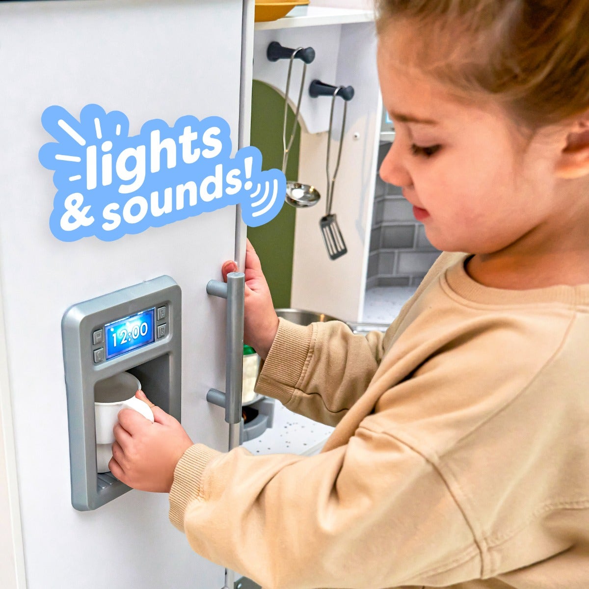 Corner Play Kitchen with Lights and Sounds and Storage - White