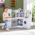 Corner Play Kitchen with Lights and Sounds and Storage - White