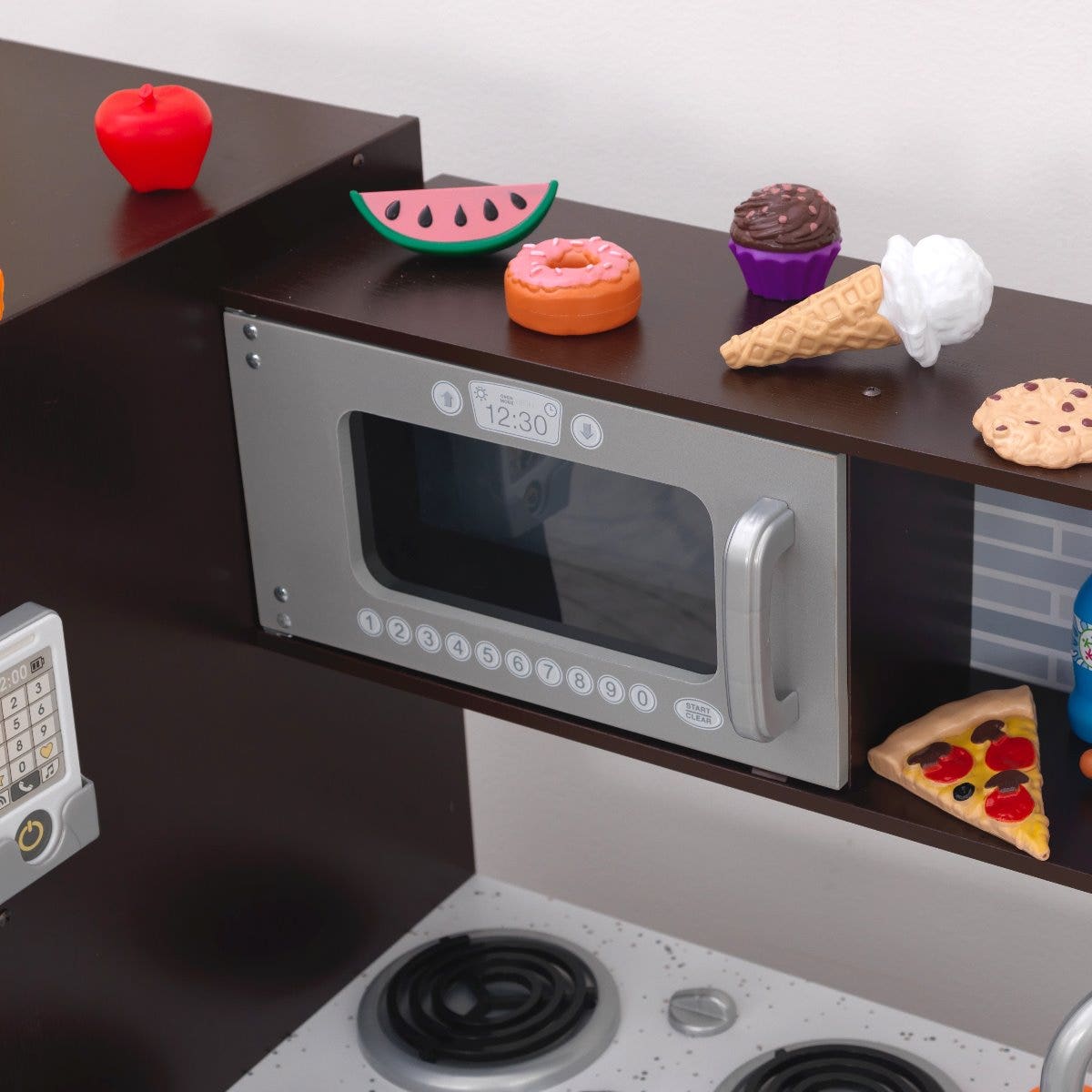 Kids Pretend Play Kitchen with Chalkboard and Play Food