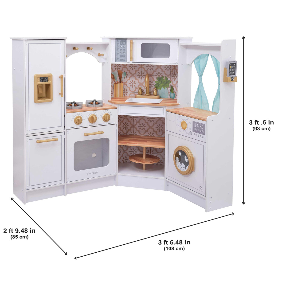 Corner Play Kitchen with Lights and Sounds and Storage