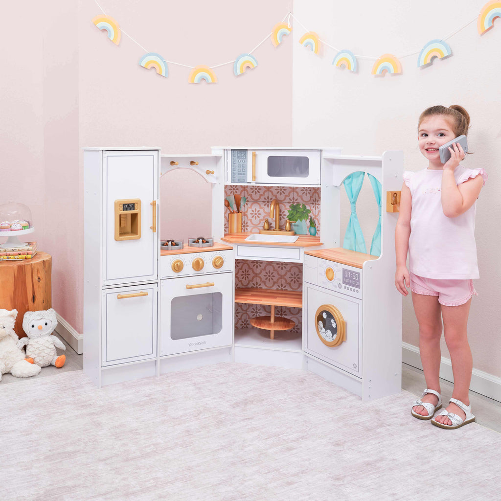 Corner Play Kitchen with Lights and Sounds and Storage
