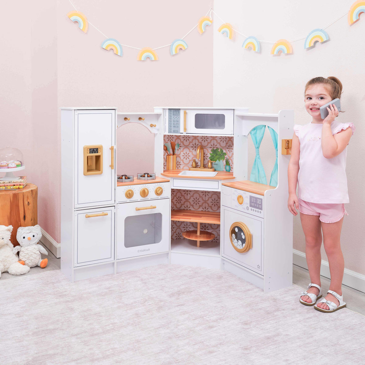 Corner Play Kitchen with Lights and Sounds and Storage