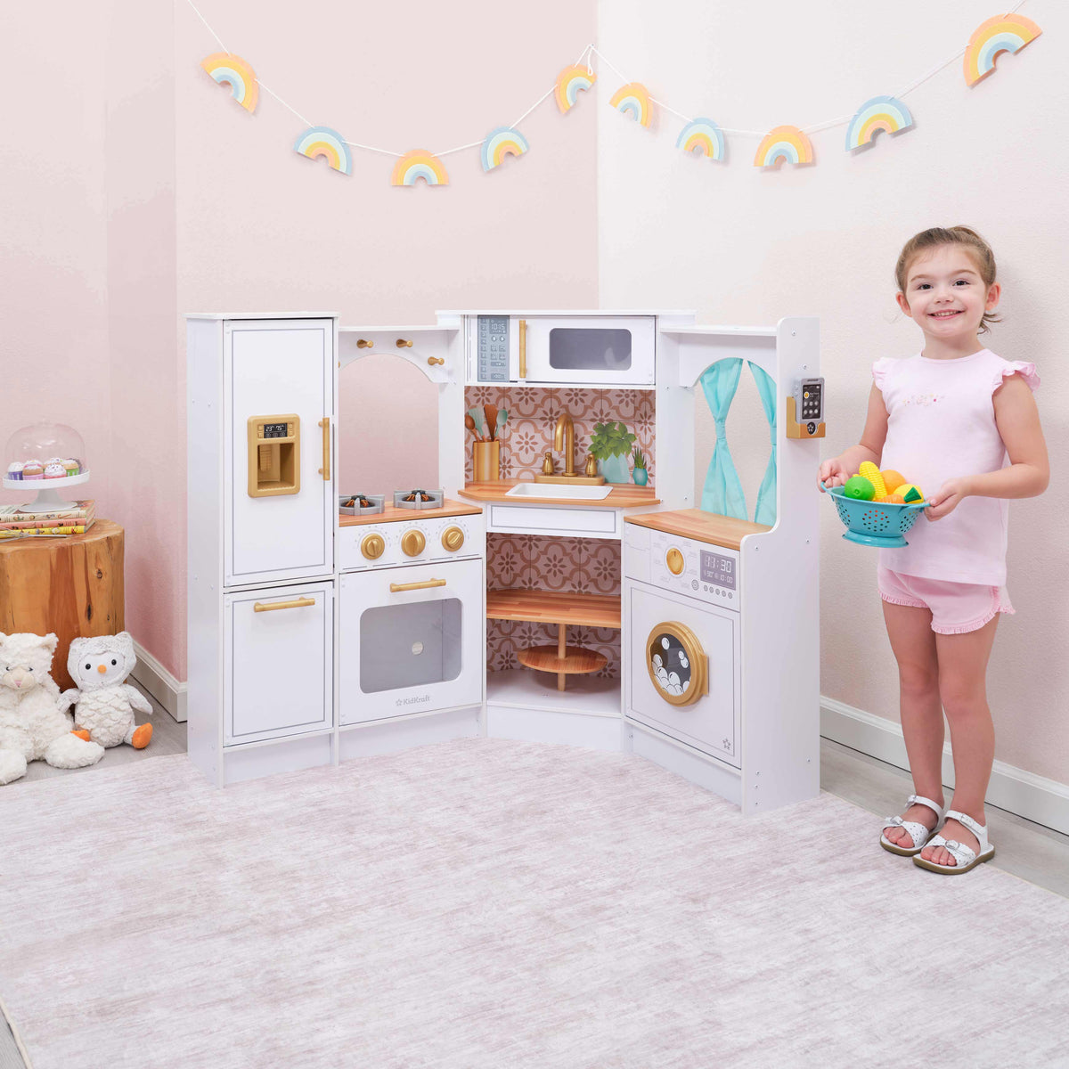 Corner Play Kitchen with Lights and Sounds and Storage