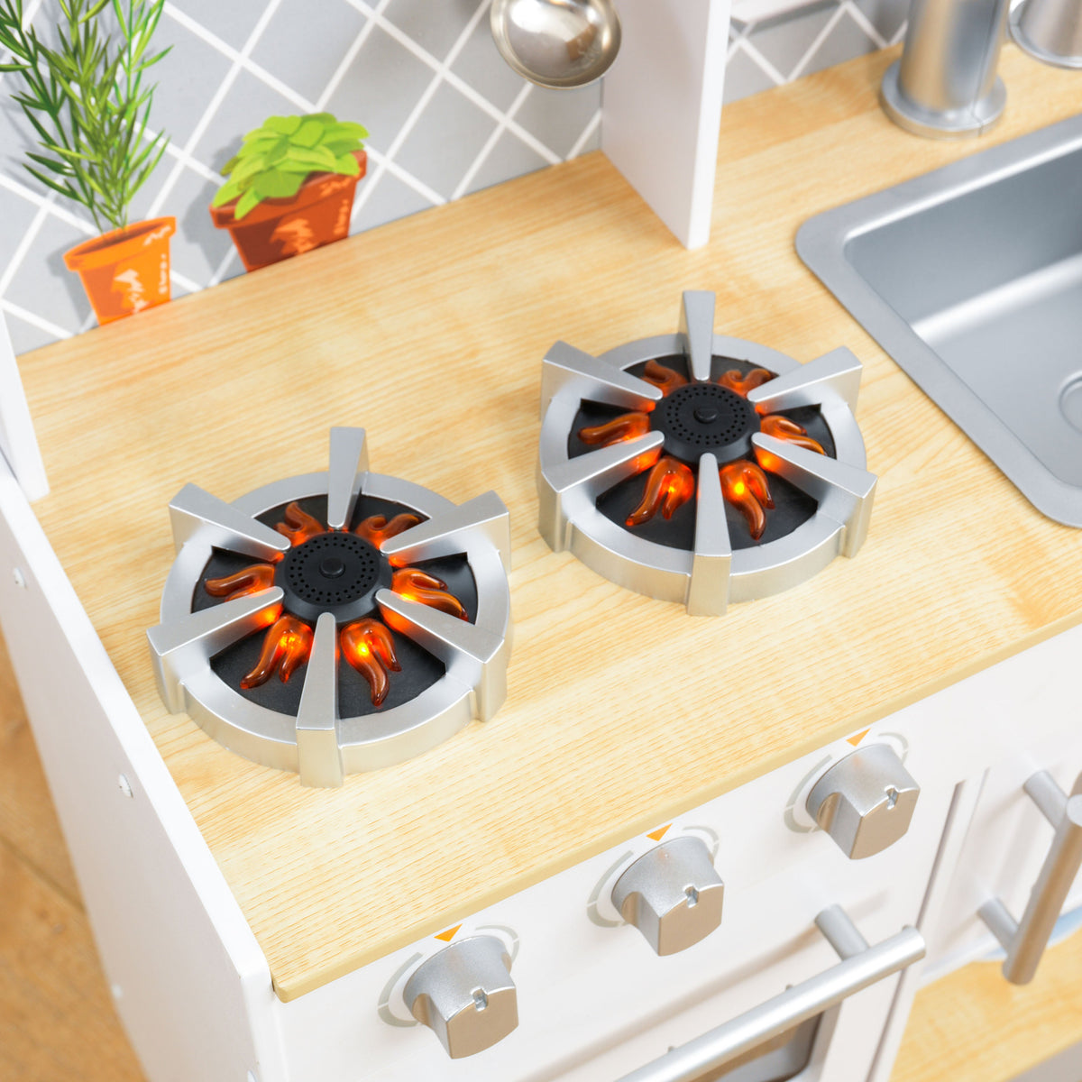 Kids Pretend Play Kitchen with Lights and Sounds and Storage
