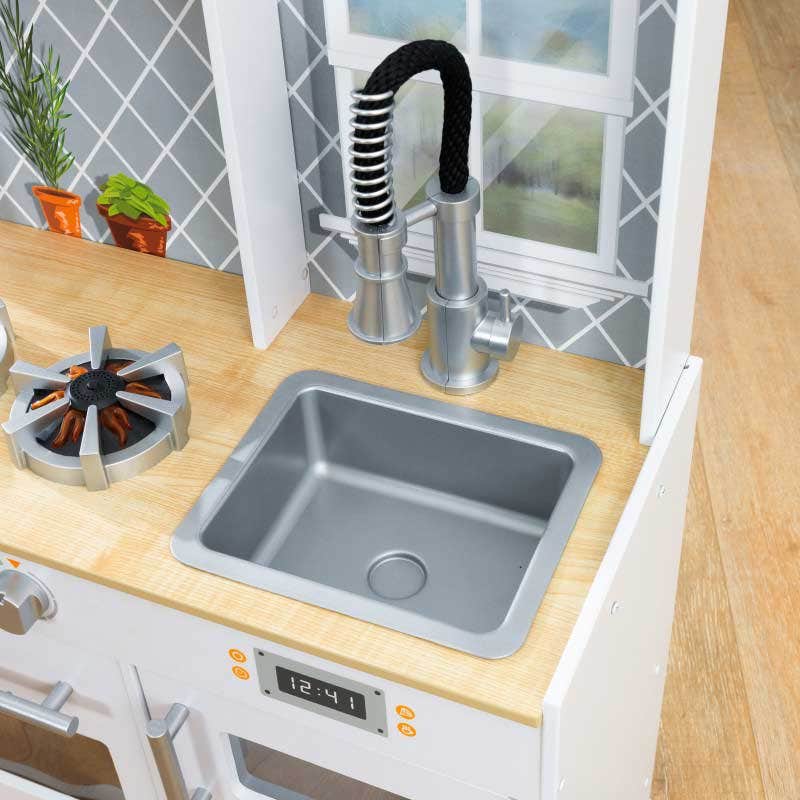 Kids Pretend Play Kitchen with Lights and Sounds and Storage