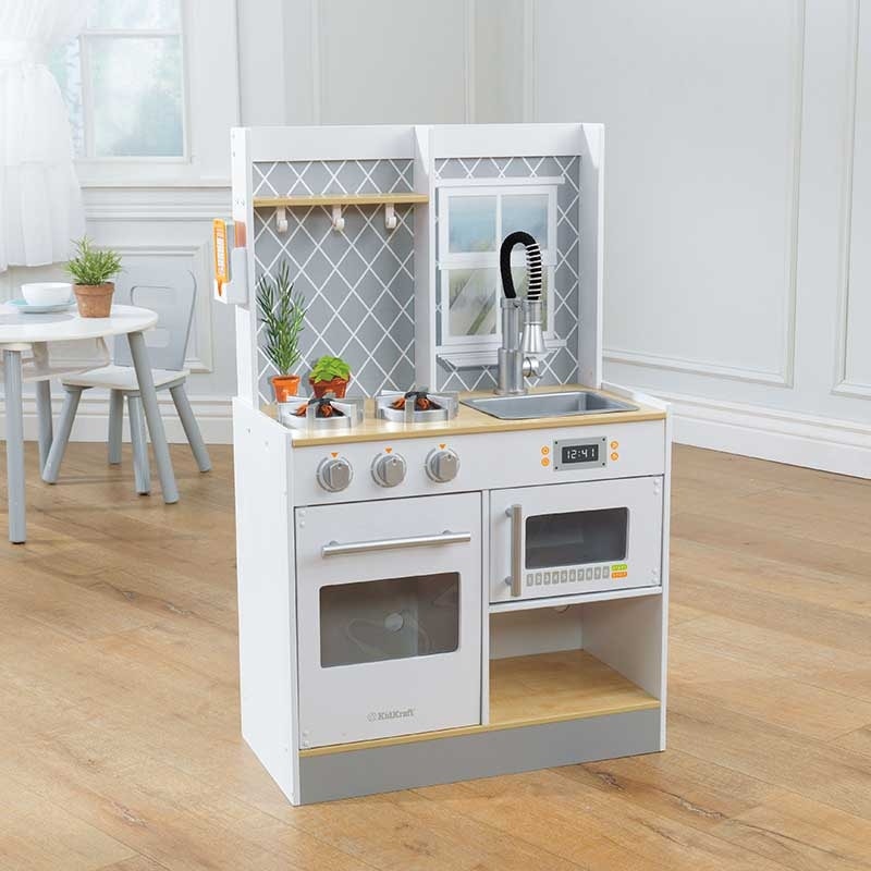 Kids Pretend Play Kitchen with Lights and Sounds and Storage