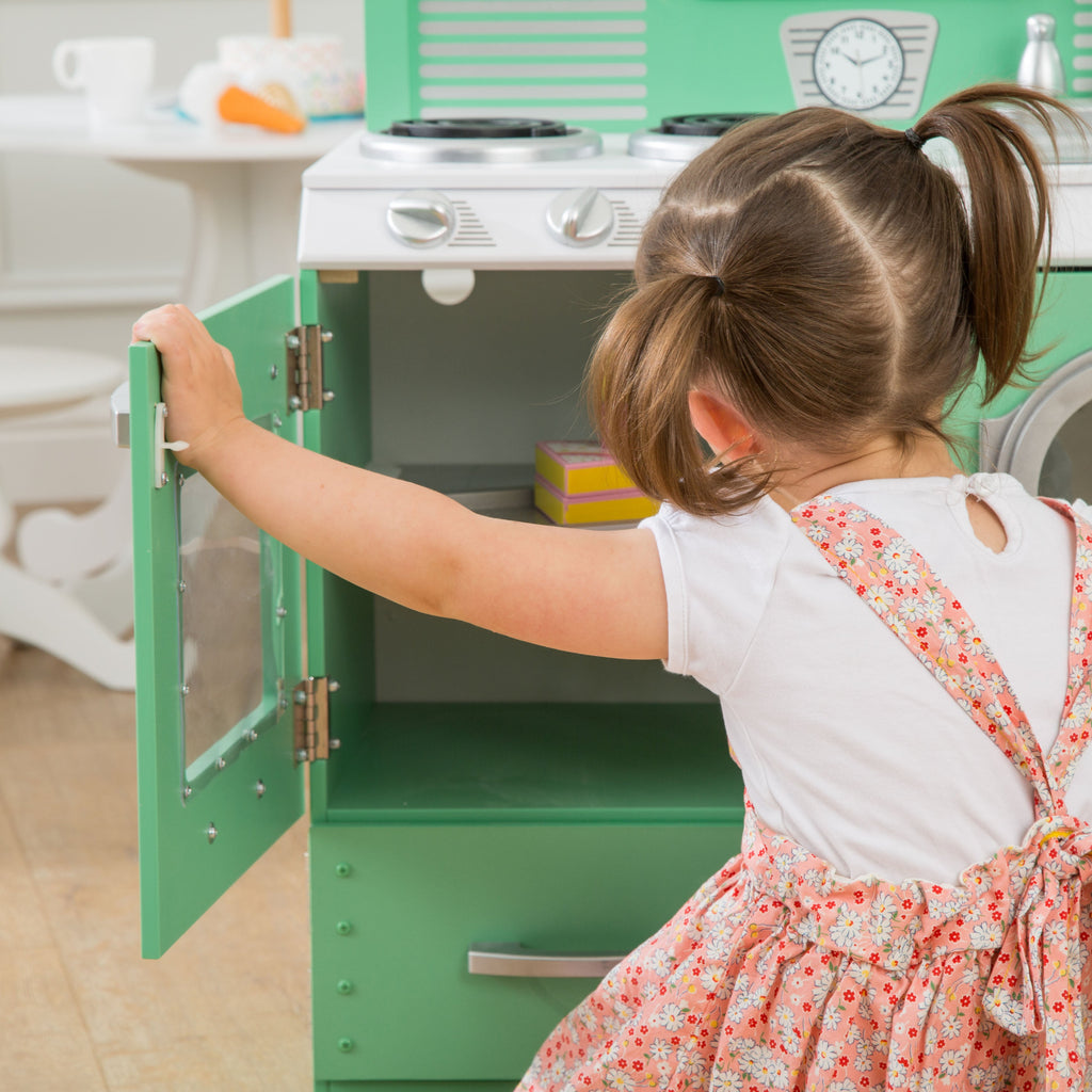 Kids Pretend Play Kitchen with Storage and Toy Refrigerator
